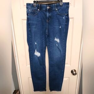 Torrid #Feel The Fit Bombshell Straight Dark Blue Distressed Skinny Jeans 18/XT
